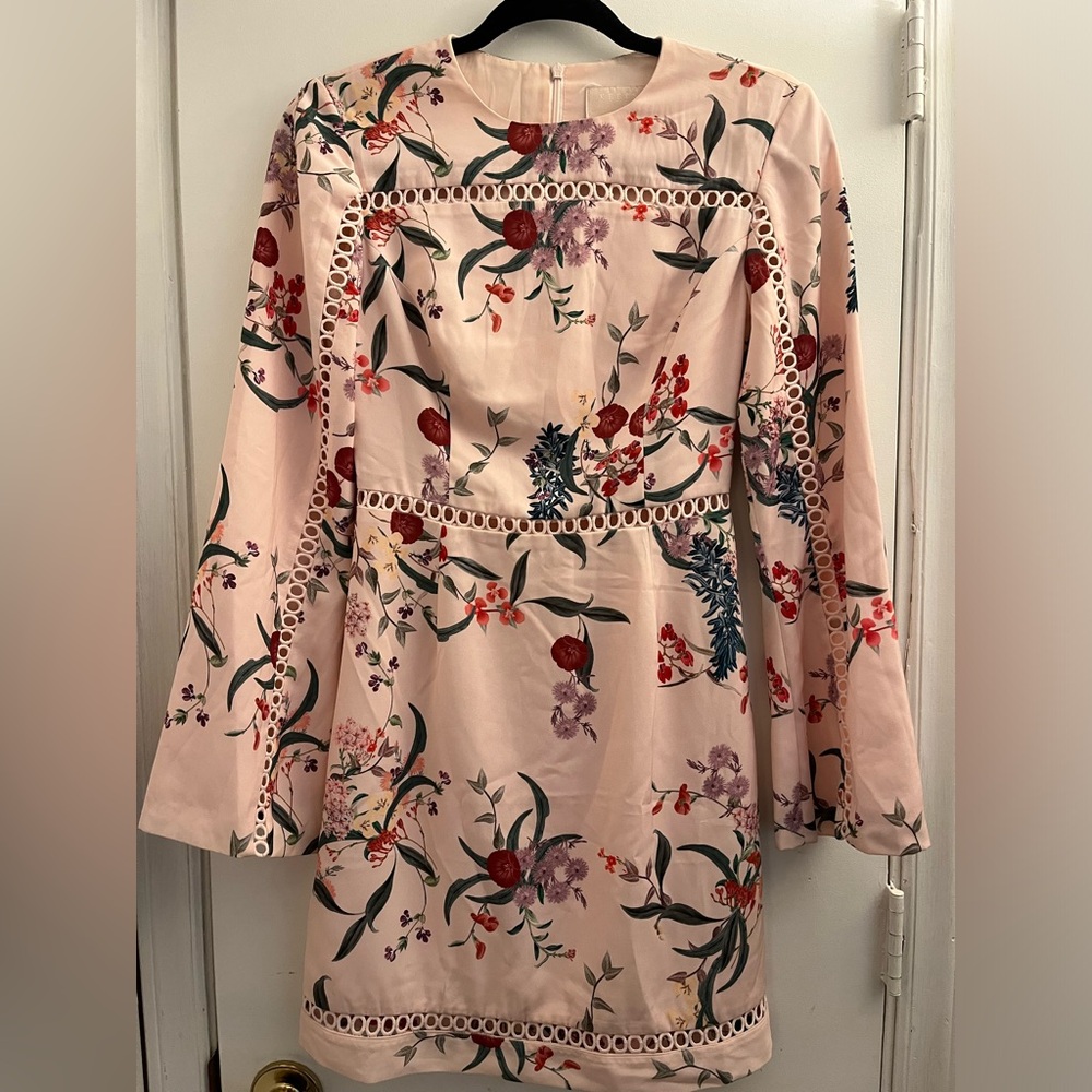 XS women’s KEEPSAKE mini long sleeve floral pink spring dress